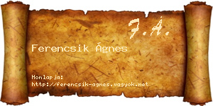 Ferencsik Ágnes névjegykártya
